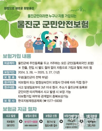 울진군 군민안전보험 보장 확대 운영-전단지