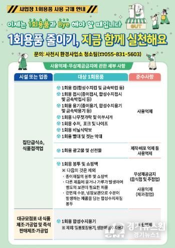 사천시, 1회용품 사용규제 사업장 집중 점검 실시