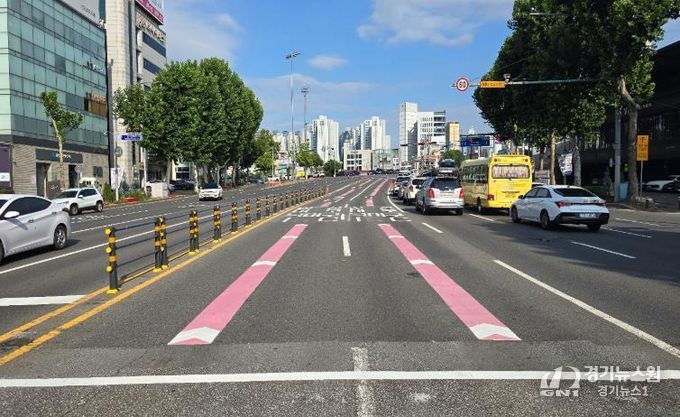 대구 중구, 교통환경 개선사업 완료…보행자·교통약자 안전 강화(색깔유도선 도색, 동부교회~수성병원 일원).