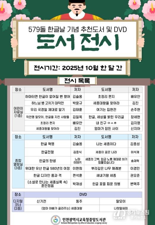 돌 기념 한글날 추천 도서 및 DVD’ 전시