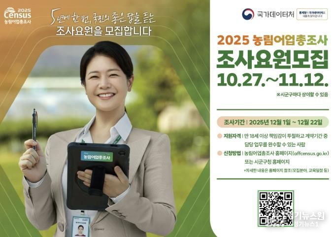 연천군, 2025 농림어업총조사 조사요원 모집