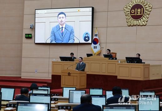 임형석 전남도의원이 10월 23일, 제394회 임시회 제2차 본회의에서 ‘광양만권 산업 경쟁력 확보, 전라남도의 적극적인 역할이 필요하다’는 주제로 5분 자유발언을 하고 있다.