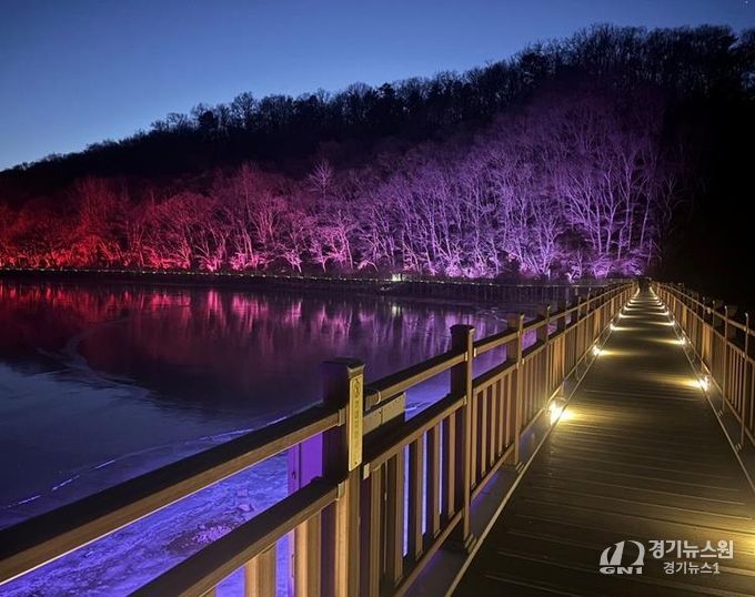 빛으로 새롭게 태어난 파주 공릉호수, 야간 명소로 거듭나다!