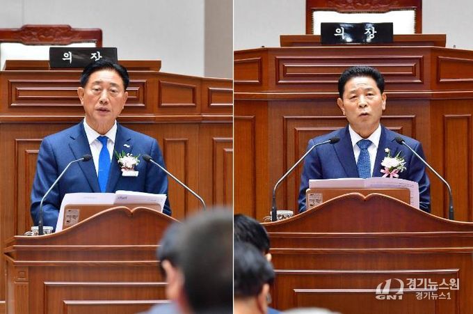 좌측부터 김한종 장성군수, 심민섭 장성군의회 의장.