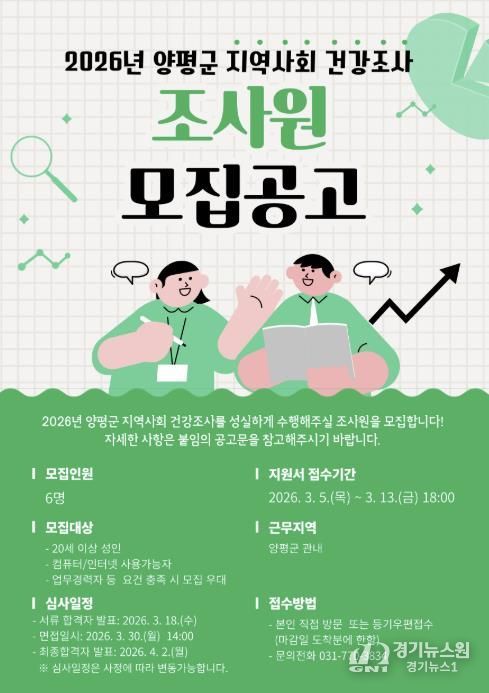 지역사회 건강조사 조사원 모집 포스터