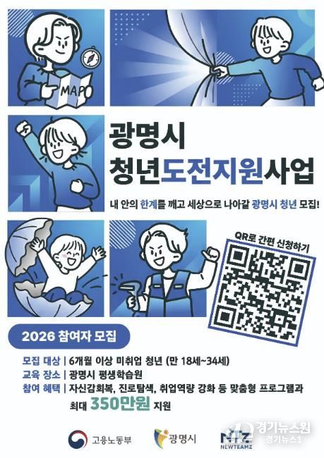 '광명시 청년도전지원사업' 참여자 모집 안내문.