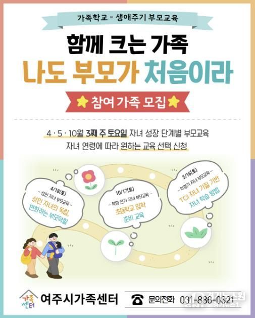 여주시가족센터, '생애주기별 맞춤형 부모교육' 참여 가족 모집