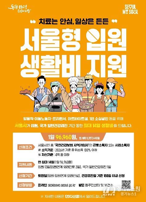 서울형 입원 생활비 지원사업 홍보 포스터